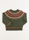 Fair Isle Merino Wool Jumper in Green (4-10yrs) Knitwear  from Pepa London US