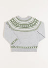 Fair Isle Merino Wool Jumper in Grey (4-10yrs) Knitwear  from Pepa London US