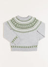 Fair Isle Merino Wool Jumper in Grey (4-10yrs) Knitwear  from Pepa London US