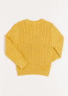 Cable Knit Crew Neck Jumper in Mustard (2-10yrs) Knitwear  from Pepa London US