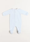 Velour Peter Pan Collar All-In-One in Blue (1mth-12mths) Baby One-Pieces  from Pepa London US