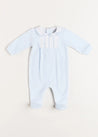 Velour Peter Pan Collar All-In-One in Blue (1mth-12mths) Baby One-Pieces  from Pepa London US