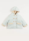 Herringbone Fluffy Lined Coat in Blue (6mths-2yrs) Coats  from Pepa London US