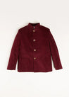 Velvet Mao Collar Blazer in Burgundy (4-10yrs) Coats  from Pepa London US