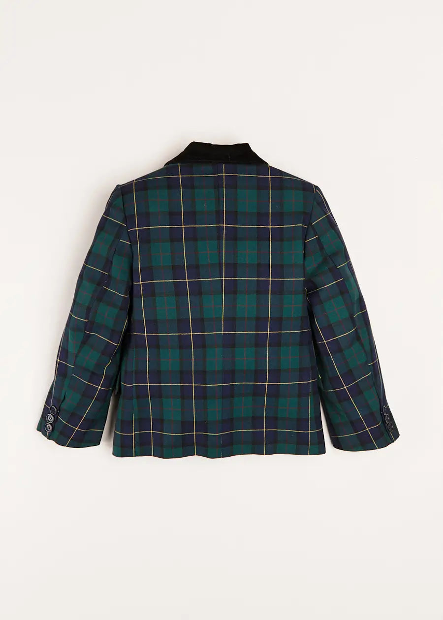 Windsor Tartan Double Breasted Blazer in Green (4-10yrs) Coats from Pepa London US