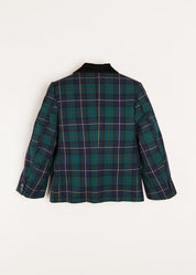 Windsor Tartan Double Breasted Blazer in Green (4-10yrs) Coats from Pepa London US