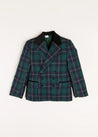 Windsor Tartan Double Breasted Blazer in Green (4-10yrs) Coats  from Pepa London US