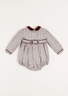 Ebury Check Long Sleeve Romper in Beige (6mths-2yrs) Rompers  from Pepa London US