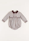 Ebury Check Long Sleeve Romper in Beige (6mths-2yrs) Rompers  from Pepa London US