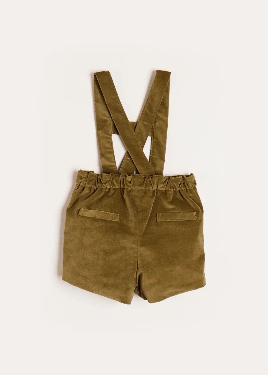 Velvet Button Detail Shorts with Braces in Green (18mths-4yrs) Shorts from Pepa London US