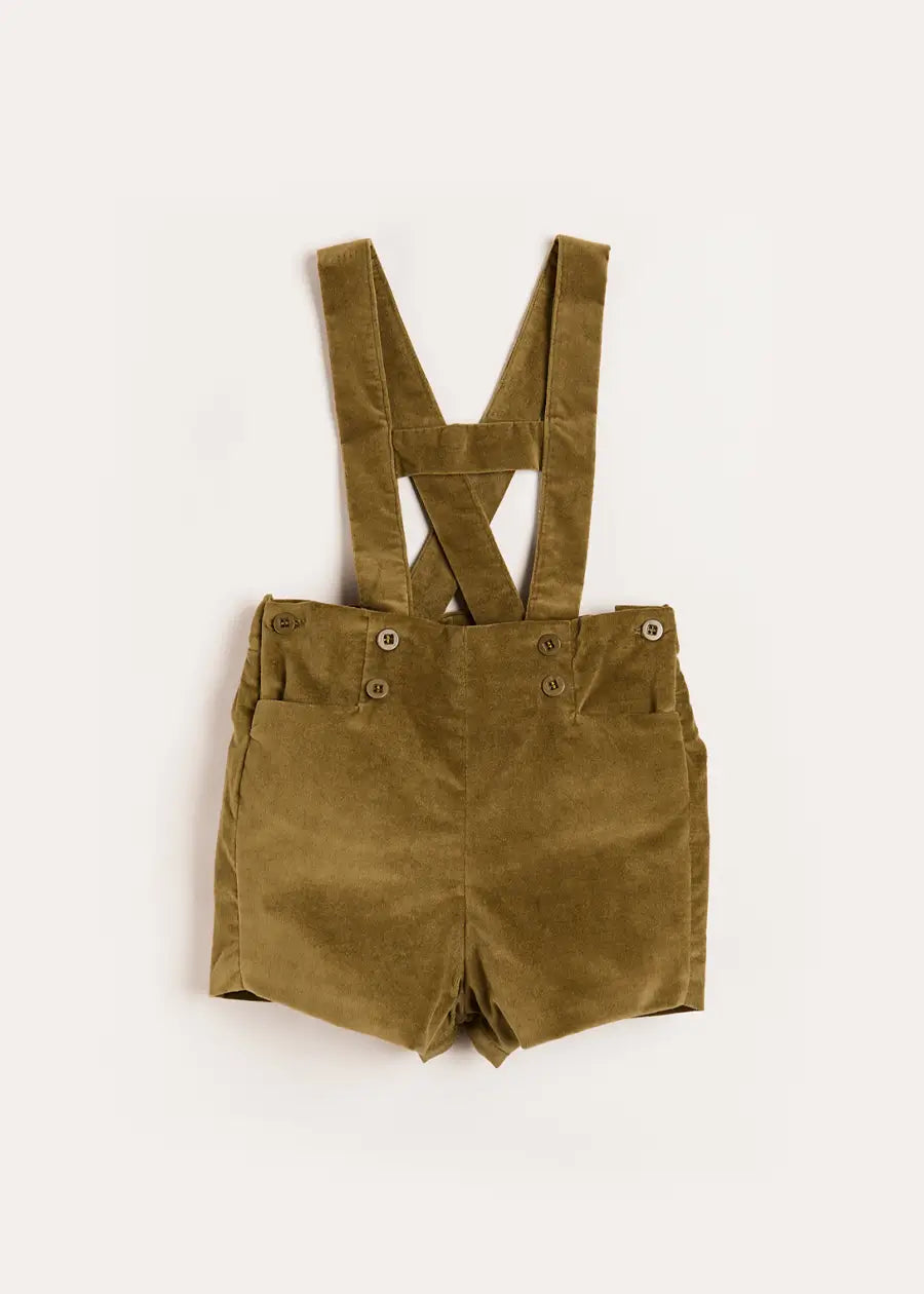 Velvet Button Detail Shorts with Braces in Green (18mths-4yrs) Shorts from Pepa London US