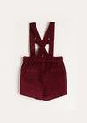 Velvet Button Detail Shorts with Braces in Burgundy (18mths-4yrs) Shorts  from Pepa London US