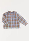 Winchester Check Peter Pan Collar Shirt in Caramel (12mths-4yrs) Shirts  from Pepa London US