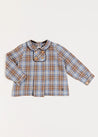 Winchester Check Peter Pan Collar Shirt in Caramel (12mths-4yrs) Shirts  from Pepa London US