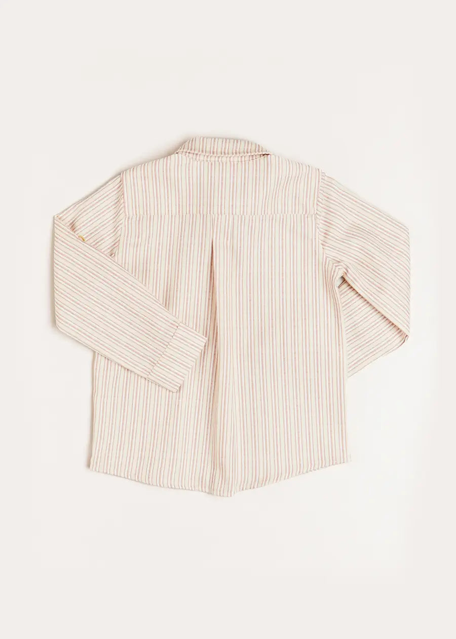 Striped Polo Collar Long Sleeve Shirt in Burgundy (12mths-10yrs) Shirts from Pepa London US