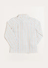 Rutherford Check Polo Collar Long Sleeve Shirt in Brown (3-10yrs) Shirts  from Pepa London US