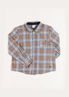 Winchester Check Polo Collar Long Sleeve Shirt in Caramel (3-10yrs) Shirts from Pepa London US