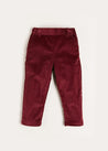 Corduroy Trousers in Burgundy (18mths-4yrs) Trousers  from Pepa London US