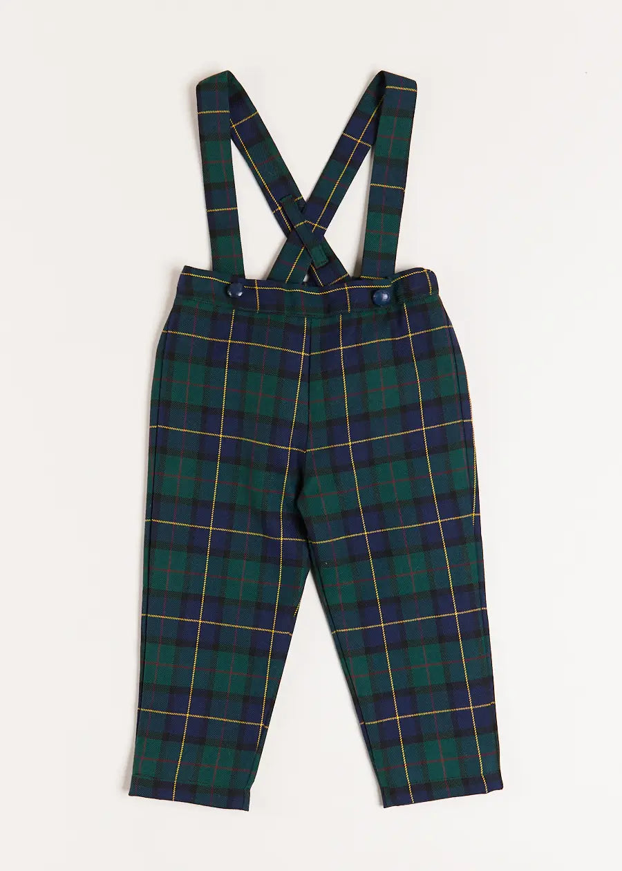 Windsor Tartan Trousers with Braces in Green (18mths-4yrs) Trousers from Pepa London US