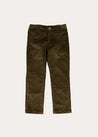 Corduroy Five Pocket Trousers in Green (4-10yrs) Trousers  from Pepa London US