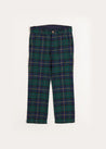 Windsor Tartan Trousers in Green (4-10yrs) Trousers from Pepa London US