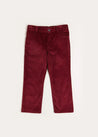 Corduroy Five Pocket Trousers in Burgundy (4-10yrs) Trousers  from Pepa London US