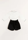 Velvet Contrast Trim Peter Pan Collar Two Piece Set in Black (18mths-5yrs) Two Piece Set from Pepa London US