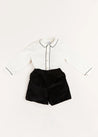 Velvet Contrast Trim Peter Pan Collar Two Piece Set in Black (18mths-5yrs) Two Piece Set from Pepa London US