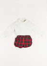 Belgravia Tartan Long Sleeve Two Piece Set in Red (6mths-3yrs) Two Piece Set  from Pepa London US