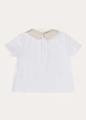 Waterford Striped Polo Collar Short Sleeve Top in Beige (12mths-4yrs) TOPS & BODYSUITS from Pepa London US