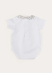 Ellis Short Sleeve Bodysuit with Printed Collar Made with Liberty Fabric (1m-2yrs) TOPS & BODYSUITS from Pepa London US