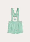 Cheyne Striped Boat Embroidery Dungarees in Green (18mths-4yrs) DUNGAREES from Pepa London US