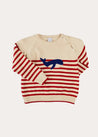 Whale Intarsia Striped Jumper in Red (6mths-6yrs) KNITWEAR from Pepa London US