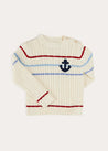 Anchor Motif Cable Detail Jumper in Beige (2-10yrs) KNITWEAR from Pepa London US