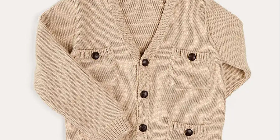 Safari Button Detail Cardigan in Camel (4-10yrs) KNITWEAR from Pepa London US