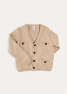 Safari Button Detail Cardigan in Camel (4-10yrs) KNITWEAR from Pepa London US