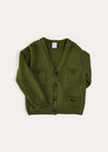 Safari Button Detail Cardigan in Green (4-10yrs) KNITWEAR from Pepa London US