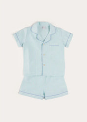 Rochester Striped Short Sleeve Pyjamas in Green (18mths-10yrs) NIGHTWEAR from Pepa London US