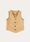 Plain Light Linen Vest in Beige (4-10yrs) TOPS & BODYSUITS from Pepa London US