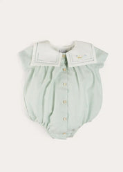Pembridge Striped Plane Embroidery Short Sleeve Romper in Green (3mths-2yrs) ROMPERS from Pepa London US