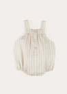 Brompton Stripe Romper in Beige (3mths-2yrs) ROMPERS from Pepa London US