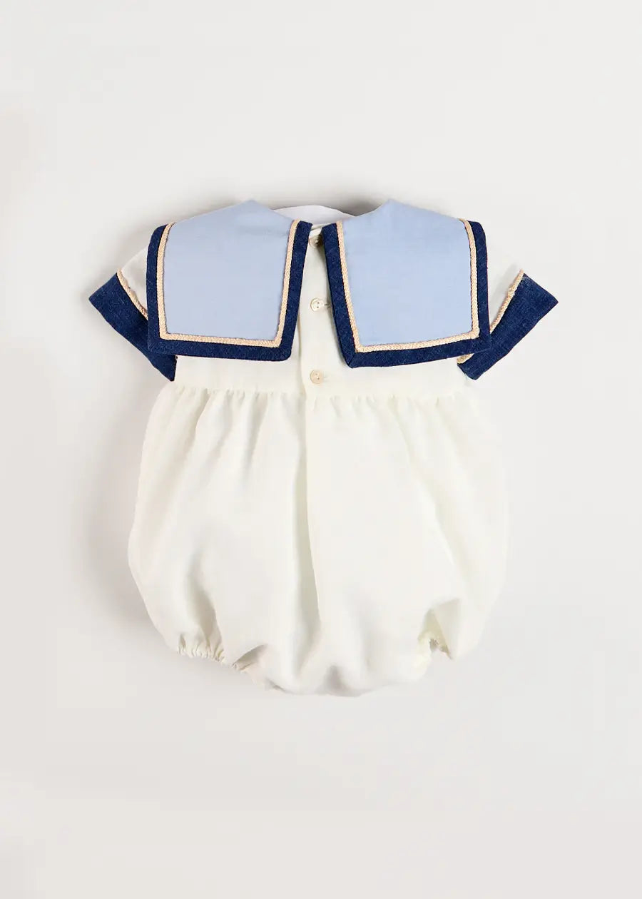 The Royal Mariner Romper in White (6mths-3yrs) Rompers from Pepa London US