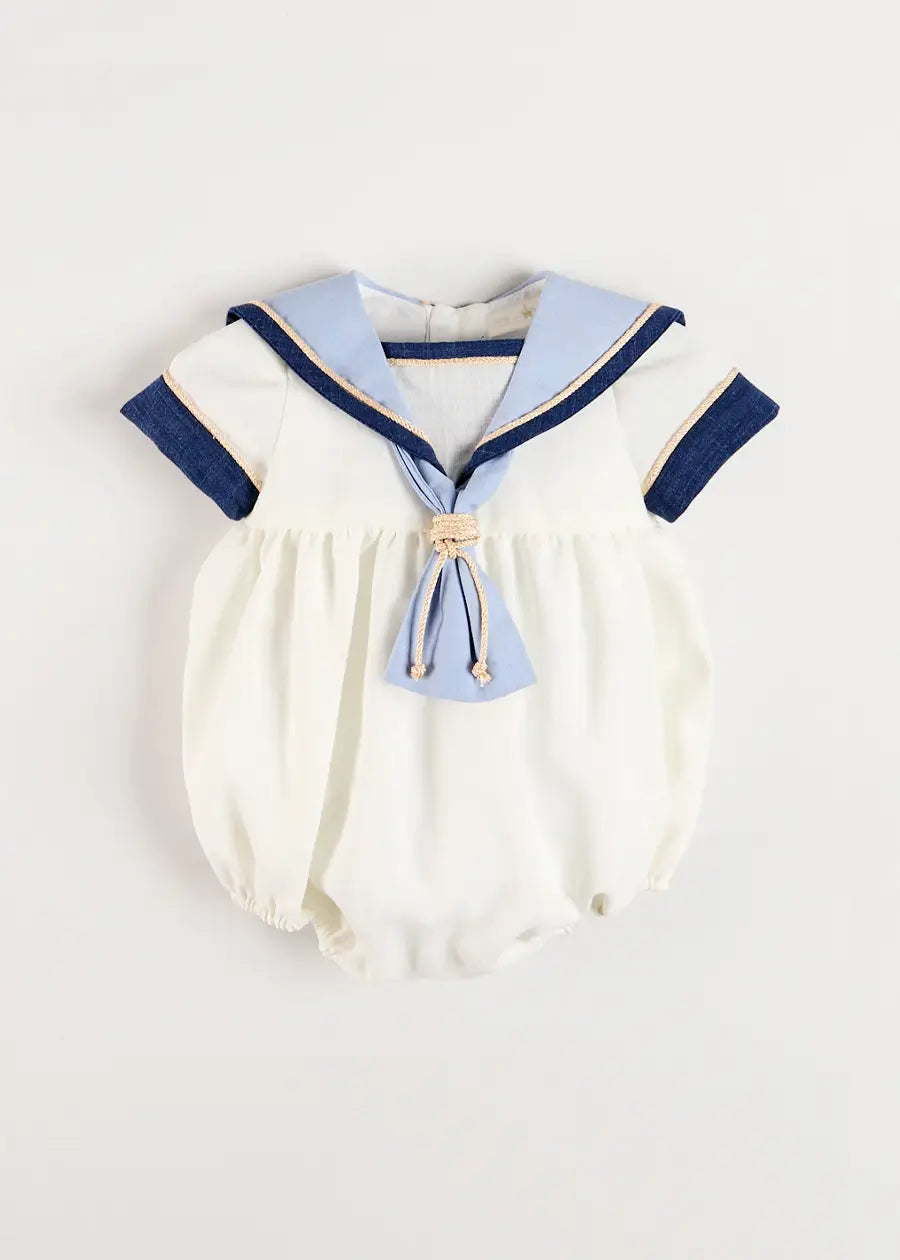 The Royal Mariner Romper in White (6mths-3yrs) Rompers from Pepa London US
