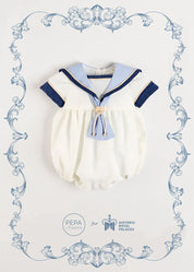 The Royal Mariner Romper in White (6mths-3yrs) Rompers from Pepa London US