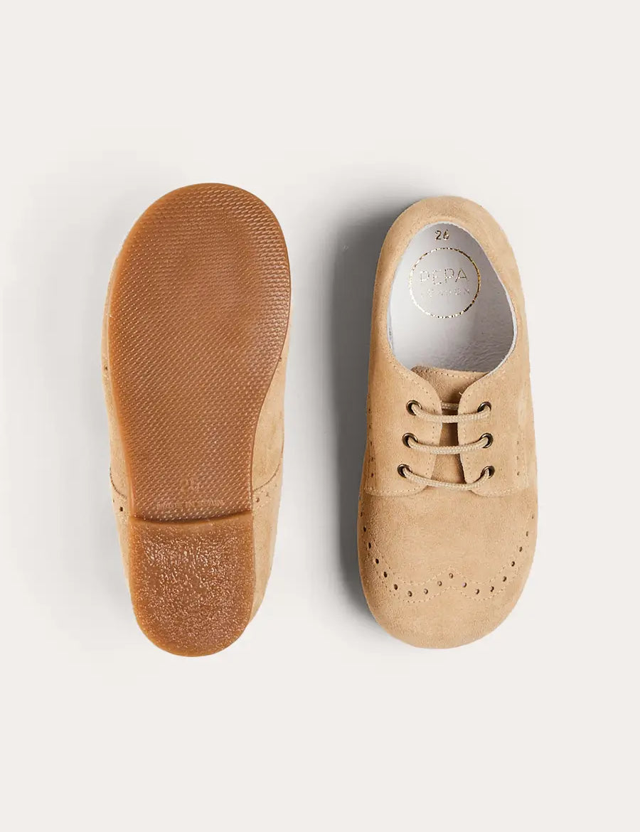 Suede Lace-Up Shoes in Beige (24-35EU) SHOES from Pepa London US