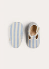 Regency Striped T-Bar Pram Shoes in Blue (17-20EU) SHOES from Pepa London US