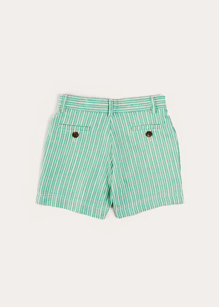 Cheyne Striped Pocket Detail Shorts in Green (4-10yrs) Shorts from Pepa London US