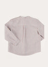 Beaufort Striped Mao Collar Long Sleeve Shirt in Blue (18mths-10yrs) SHIRTS from Pepa London US