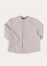 Beaufort Striped Mao Collar Long Sleeve Shirt in Blue (18mths-10yrs) SHIRTS from Pepa London US