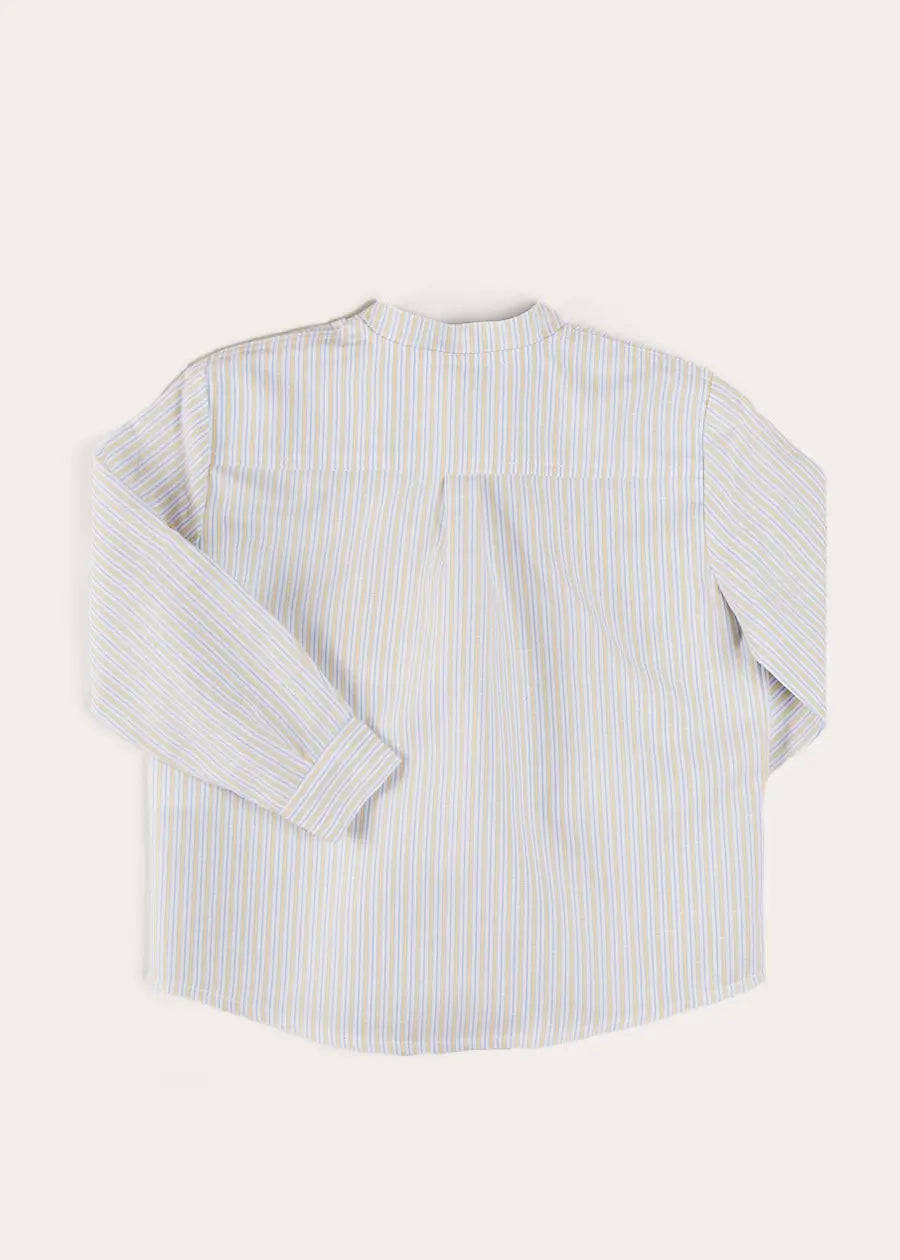 Stafford Striped Mao Collar Long Sleeve Shirt in Yellow (12mths-10yrs) SHIRTS from Pepa London US